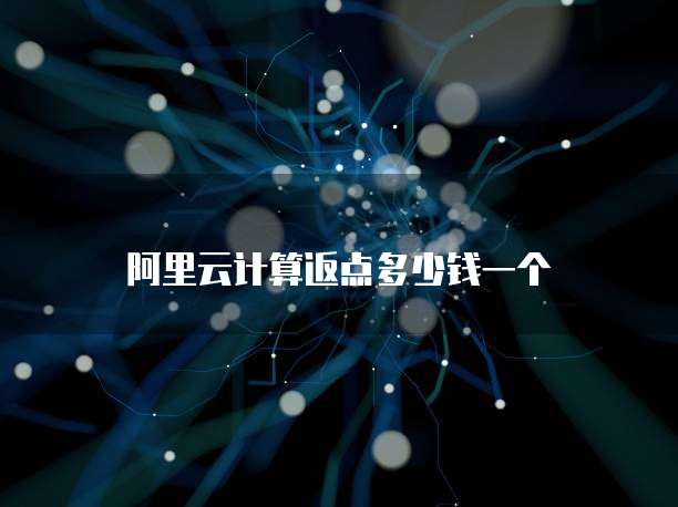 阿里云计算返点多少钱一个