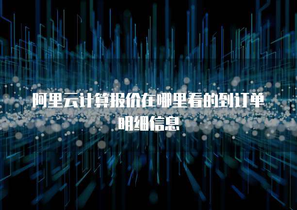 阿里云计算报价在哪里看的到订单明细信息