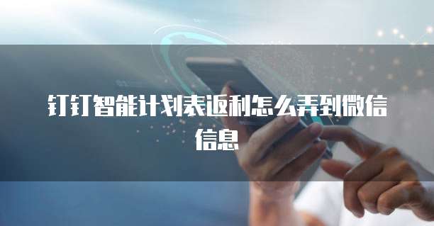 钉钉智能计划表返利怎么弄到微信信息