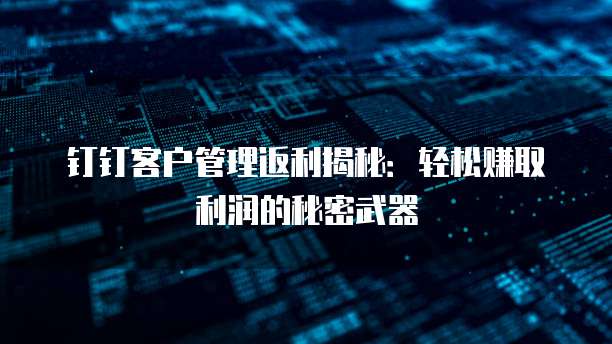 钉钉客户管理返利揭秘:轻松赚取利润的秘密武器