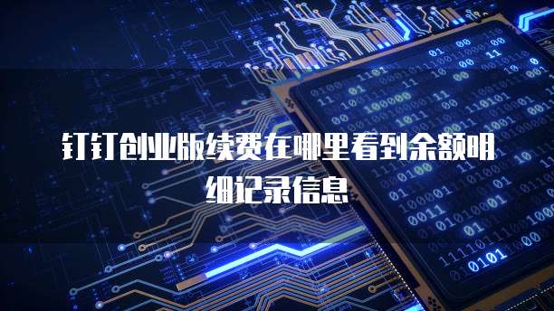 钉钉创业版续费在哪里看到余额明细记录信息
