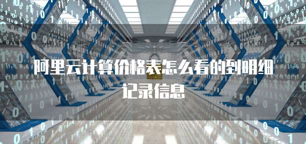 阿里云计算价格表怎么看的到明细记录信息