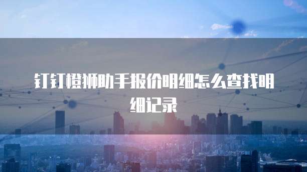 钉钉橙狮助手报价明细怎么查找明细记录