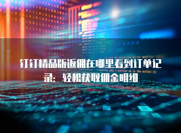 钉钉精品版返佣在哪里看到订单记录:轻松获取佣金明细
