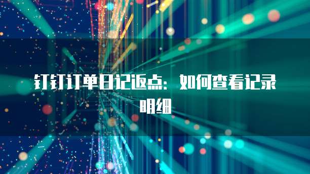 钉钉订单日记返点：如何查看记录明细