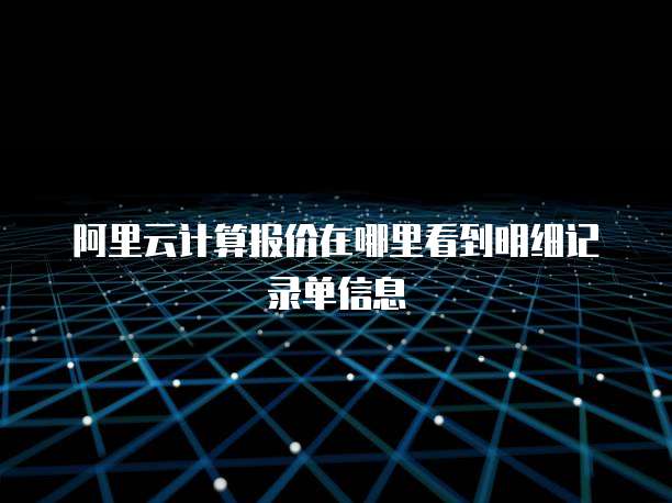 阿里云计算报价在哪里看到明细记录单信息
