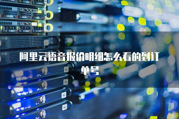 阿里云语音报价明细怎么看的到订单号