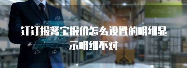 钉钉报餐宝报价怎么设置的明细显示明细不对