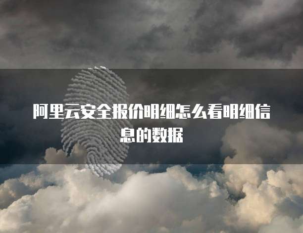 阿里云安全报价明细怎么看明细信息的数据