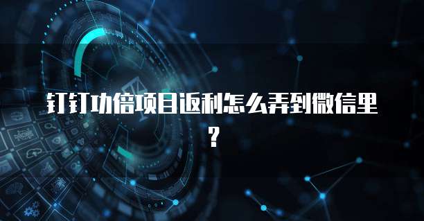 钉钉功倍项目返利怎么弄到微信里?