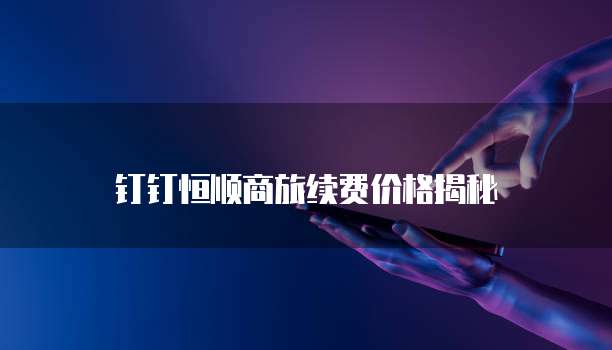 钉钉恒顺商旅续费价格揭秘