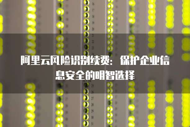 阿里云风险识别续费：保护企业信息安全的明智选择