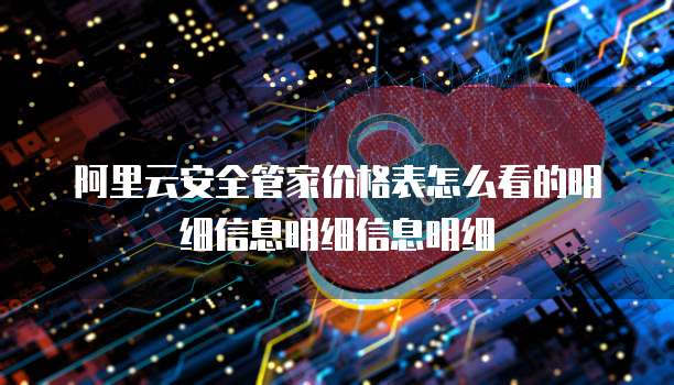 阿里云安全管家价格表怎么看的明细信息明细信息明细