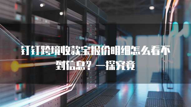 钉钉跨境收款宝报价明细怎么看不到信息？一探究竟