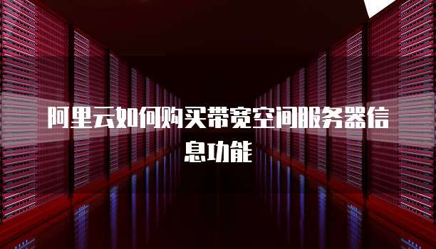 阿里云如何购买带宽空间服务器信息功能