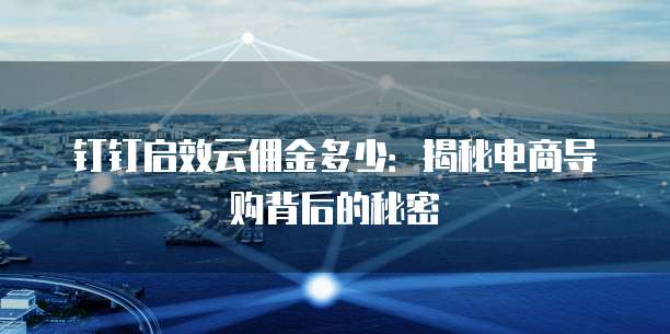钉钉启效云佣金多少：揭秘电商导购背后的秘密
