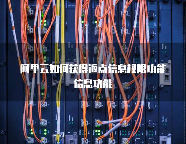 阿里云如何获得返点信息权限功能信息功能