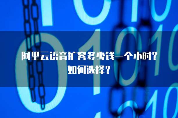 阿里云语音扩容多少钱一个小时?如何选择?