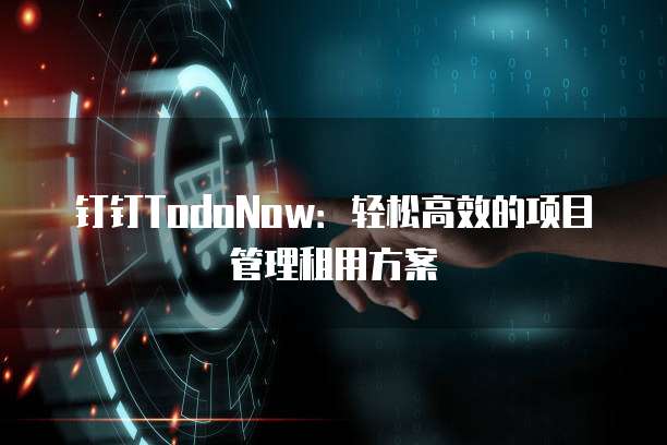 钉钉TodoNow:轻松高效的项目管理租用方案
