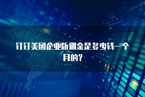 钉钉美团企业版佣金是多少钱一个月的？