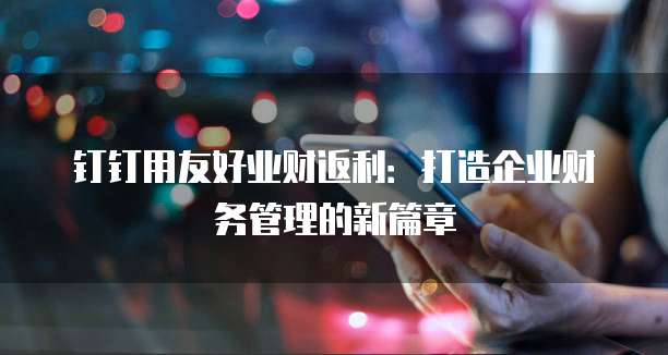 钉钉用友好业财返利:打造企业财务管理的新篇章