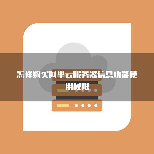 怎样购买阿里云服务器信息功能使用权限