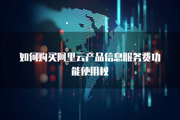 如何购买阿里云产品信息服务费功能使用权