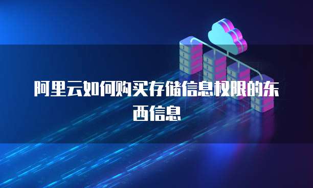阿里云如何购买存储信息权限的东西信息