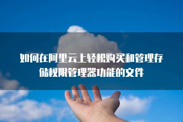 如何在阿里云上轻松购买和管理存储权限管理器功能的文件