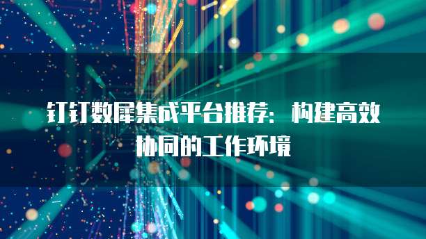 钉钉数犀集成平台推荐：构建高效协同的工作环境