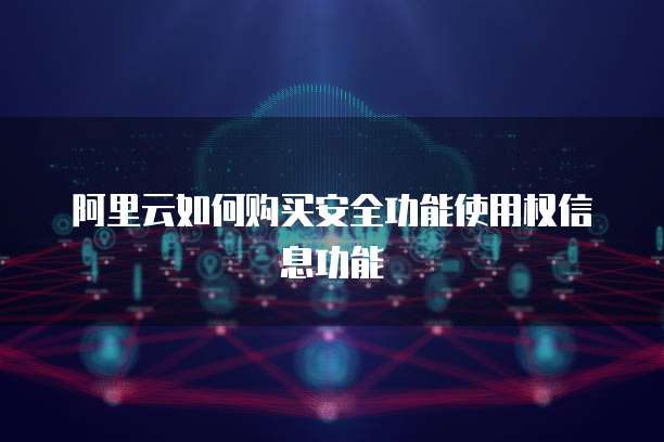 阿里云如何购买安全功能使用权信息功能