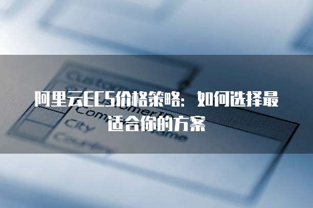 阿里云ECS价格策略:如何选择最适合你的方案
