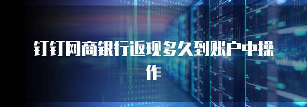 钉钉网商银行返现多久到账户中操作