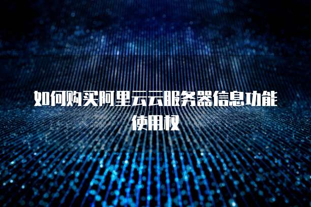 如何购买阿里云云服务器信息功能使用权
