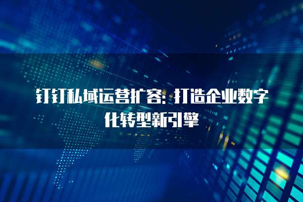 钉钉私域运营扩容: 打造企业数字化转型新引擎