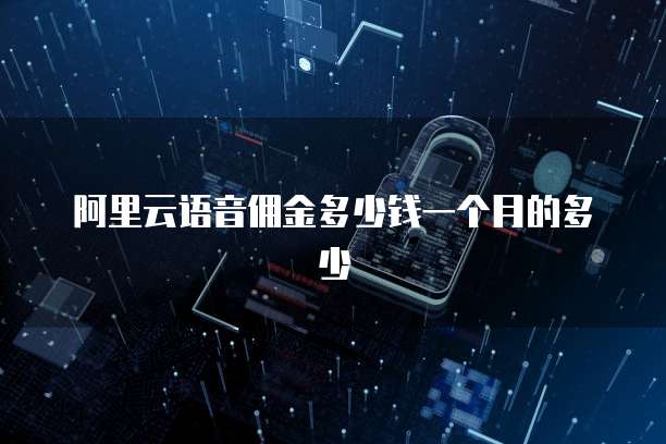 阿里云语音佣金多少钱一个月的多少