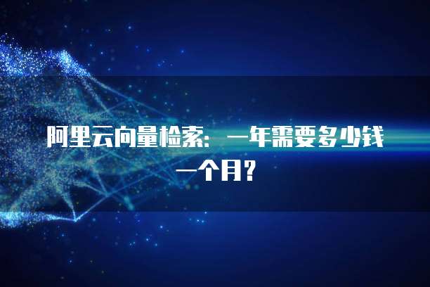 阿里云向量检索:一年需要多少钱一个月?