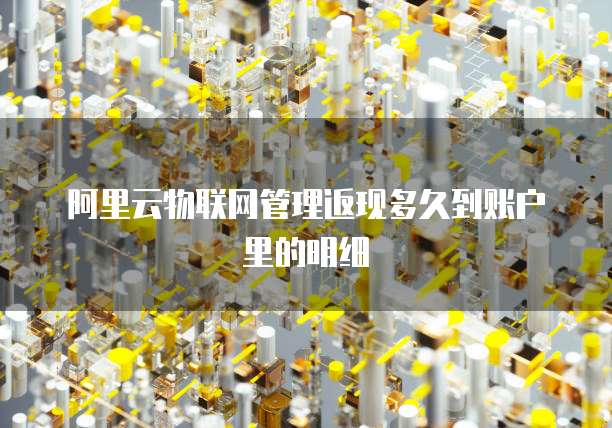 阿里云物联网管理返现多久到账户里的明细