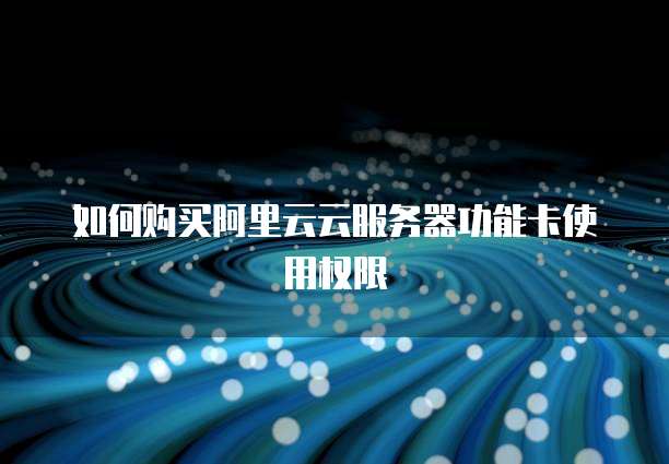如何购买阿里云云服务器功能卡使用权限