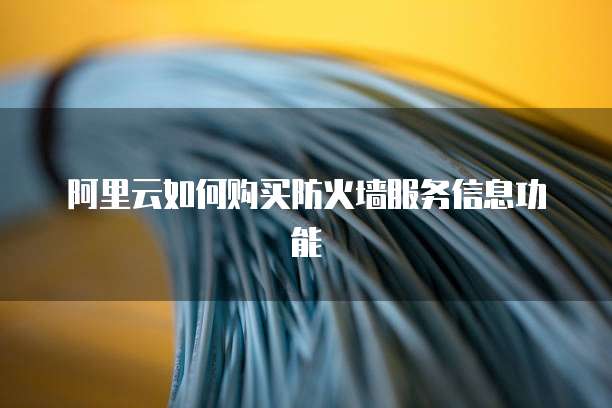 阿里云如何购买防火墙服务信息功能