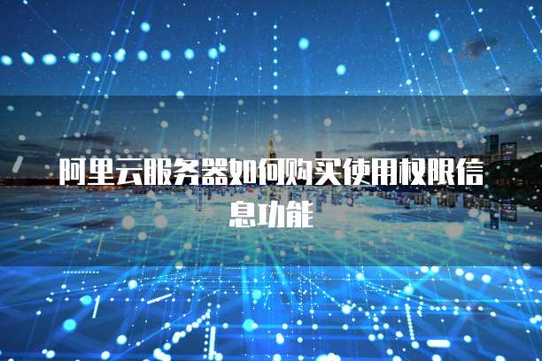 阿里云服务器如何购买使用权限信息功能