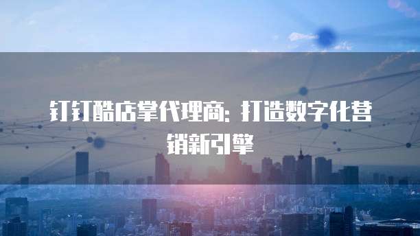 钉钉酷店掌代理商: 打造数字化营销新引擎
