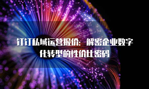 钉钉私域运营报价：解密企业数字化转型的性价比密码
