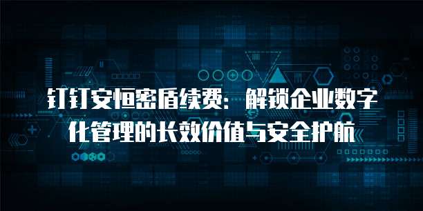 钉钉安恒密盾续费:解锁企业数字化管理的长效价值与安全护航