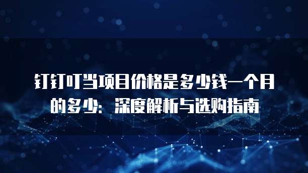 钉钉叮当项目价格是多少钱一个月的多少:深度解析与选购指南