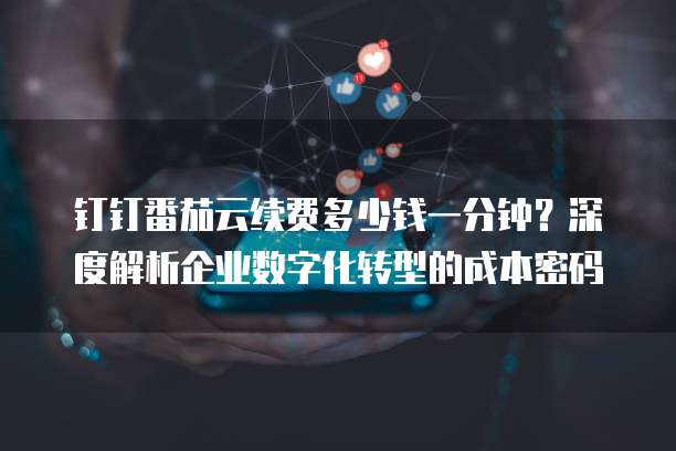 钉钉番茄云续费多少钱一分钟?深度解析企业数字化转型的成本密码