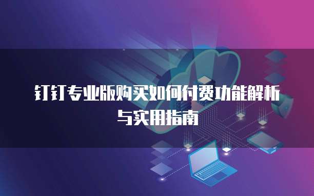 钉钉专业版购买如何付费功能解析与实用指南