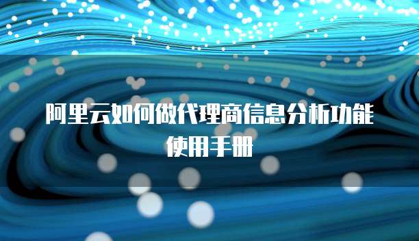 阿里云如何做代理商信息分析功能使用手册