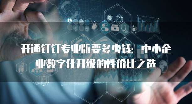 开通钉钉专业版要多少钱：中小企业数字化升级的性价比之选
