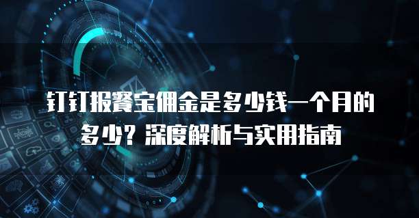 钉钉报餐宝佣金是多少钱一个月的多少?深度解析与实用指南